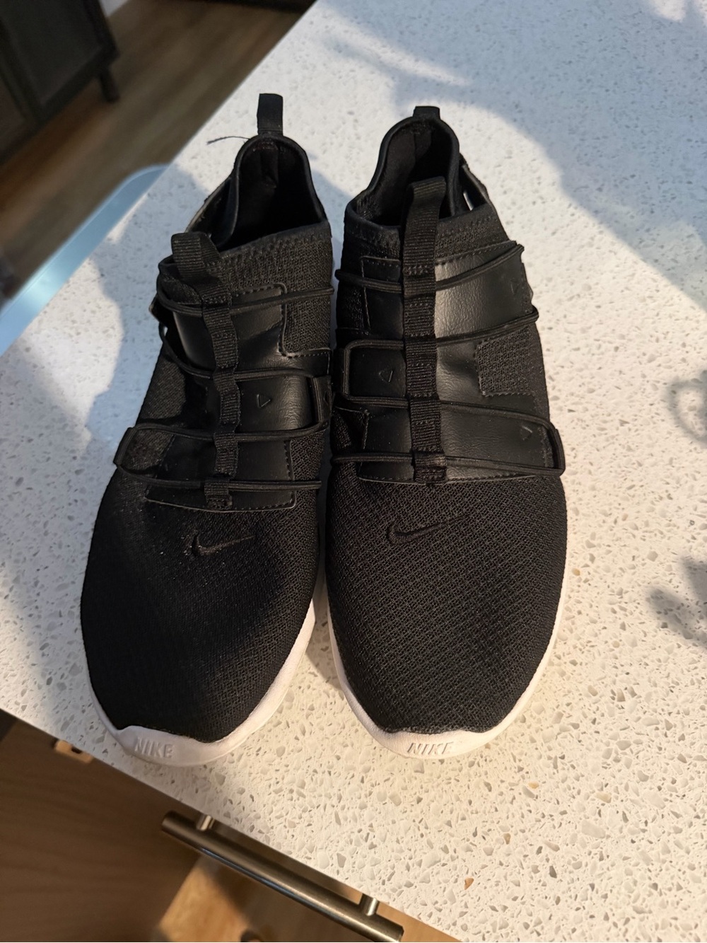 Nike Men’s Black Slip-On Athletic Sneakers with White Soles
